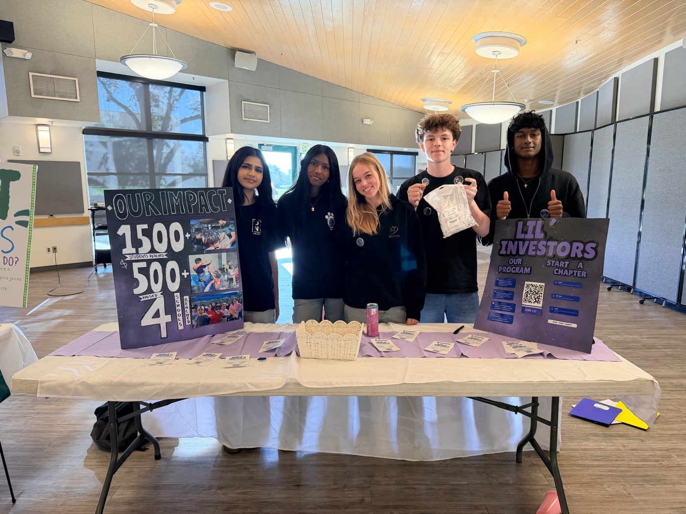 The team tabling with Lil Investors posters